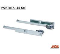 COPPIA GUIDE a SCOMPARSA SOTTOCASSETTO AMMORTIZZATE Portata 35 kg Estraz Totale