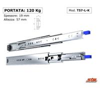 COPPIA GUIDE SCORREVOLI a SFERE per CASSETTI 120 Kg CON BLOCCO Estr. Totale