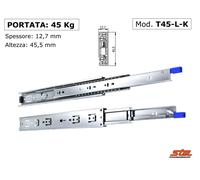 COPPIA GUIDE SCORREVOLI a SFERE per CASSETTI 45 kg CON BLOCCO Estraz Totale