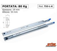 COPPIA GUIDE SCORREVOLI a SFERE per CASSETTI 80 kg CON BLOCCO Estraz Totale