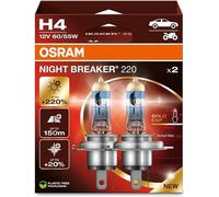COPPIA H4 +220 LAMPADE OSRAM NIGHT BREAKER LASER 64193NB220 12v 60/55w