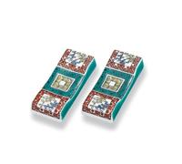 Coppia Hashioki Kutani Yaki Ware Giapponese Porta Bacchette Ciottolo Giappone
