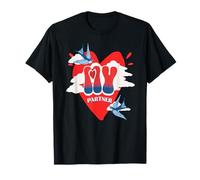 Coppia innamorata Cuori Uccelli Nuvole romanticismo Maglietta