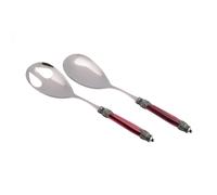 Coppia Insalata set da 2 pezzi Arianna in acciaio inox 18/10 manico in PMMA effetto madreperlato ghiera anticata 2,5 mm colore bordeaux bordeaux