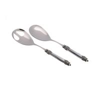 Coppia Insalata set da 2 pezzi Arianna in acciaio inox 18/10 manico in PMMA effetto madreperlato ghiera anticata 2,5 mm colore Grigio grigio