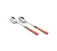 Coppia Insalata set da 2 pezzi ELENA in acciaio inox 18/10 manico in metacrilato spessore 1,5 mm colorato arancio arancio
