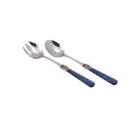 Coppia Insalata set da 2 pezzi ELENA in acciaio inox 18/10 manico in metacrilato spessore 1,5 mm colorato blu blu