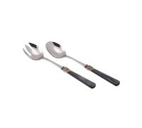 Coppia Insalata set da 2 pezzi ELENA in acciaio inox 18/10 manico in metacrilato spessore 1,5 mm colorato nero nero