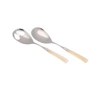 Coppia Insalata set da 2 pezzi GIADA in acciaio inox 18/10 manico in metacrilato spessore 1,5 mm colorato Avorio avorio
