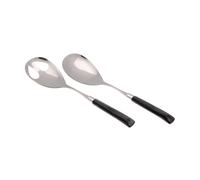 Coppia Insalata set da 2 pezzi GIADA in acciaio inox 18/10 manico in metacrilato spessore 1,5 mm colorato nero nero