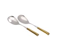 Coppia Insalata set da 2 pezzi GIADA in acciaio inox 18/10 manico in metacrilato spessore 1,5 mm colorato Verde Oliva verde