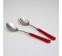 Coppia Insalata set da 2 pezzi Giulietta in acciaio inox 18/10 manico in metacrilato spessore 1,5 mm colorato rosso rosso