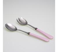 Coppia Insalata set da 2 pezzi Giulietta in acciaio inox 18/10 manico in metacrilato spessore 1,5 mm colorato rosa rosa