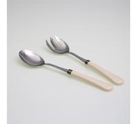 Coppia Insalata set da 2 pezzi Giulietta in acciaio inox 18/10 manico in metacrilato spessore 1,5 mm colorato avorio avorio