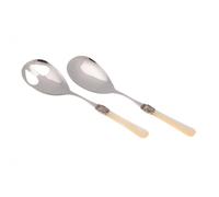Coppia Insalata set da 2 pezzi PENELOPE in acciaio inox 18/10 manico in metacrilato spessore 2,5 mm colorato avorio avorio
