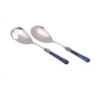 Coppia Insalata set da 2 pezzi PENELOPE in acciaio inox 18/10 manico in metacrilato spessore 2,5 mm colorato blu blu