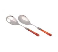 Coppia Insalata set da 2 pezzi PENELOPE in acciaio inox 18/10 manico in metacrilato spessore 2,5 mm colorato arancio arancio