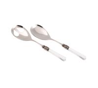 Coppia Insalata set da 2 pezzi Vittoria in acciaio inox 18/10 manico in PMMA effetto madreperlato ghiera anticata 2,5 mm colore trasparente trasparente