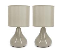 Coppia Lampade da Comodino beije Set Due Abat-Jour Camera da Letto e Salotto
