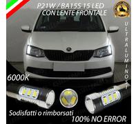 COPPIA LAMPADE DIURNE DRL 15 LED P21W CANBUS SKODA FABIA MK3 6000K NO ERROR