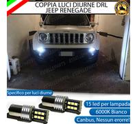 COPPIA LAMPADE DIURNE POSIZIONE DRL 15 LED BAY15D CANBUS JEEP RENEGADE 6000K