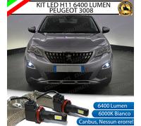 COPPIA LAMPADE FENDINEBBIA H11 LED 6400 LUMEN CANBUS PEUGEOT 3008 MK2 6000K