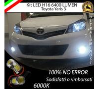 COPPIA LAMPADE FENDINEBBIA H16 LED CREE COB CANBUS TOYOTA YARIS MK3 III 6000K