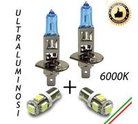 COPPIA LAMPADE H1 EFFETTO XENON + COPPIA LAMPADE LUCI DI POSIZIONE 5 LED BA9S