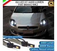 COPPIA LAMPADE H1 LED FIAT BRAVO 198 6400 LUMEN 6000K BIANCO GHIACCIO NO ERROR