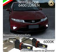 COPPIA LAMPADE H11 LED CANBUS FENDINEBBIA HONDA CIVIC VIII 6400L 6000K NOERROR
