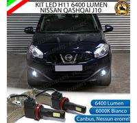 COPPIA LAMPADE H11 LED CANBUS FENDINEBBIA PER NISSAN QASHQAI J10 6400L 6000K