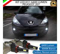 COPPIA LAMPADE H11 LED CANBUS FENDINEBBIA PEUGEOT 207 6400 LUMEN 6000K BIANCO