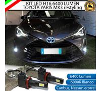 COPPIA LAMPADE H16 LED CANBUS FENDINEBBIA TOYOTA YARIS MK3 RESTYLING 6400L 6000K