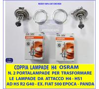 Coppia LAMPADE H4 + Convertitore Adattatore per 500 EPOCA