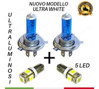COPPIA LAMPADE H4 LUCE BIANCA XENON LED + 2 LUCI DI POSIZIONE 5 LED BA9S H6W T4W