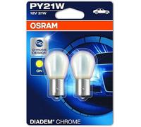 Coppia Lampade Lampadine Alogene OSRAM DIADEM Chrome Design PY21W BAU15s 12V 21W