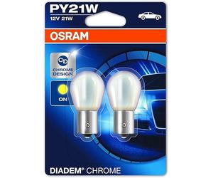 Coppia Lampade Lampadine Alogene OSRAM DIADEM Chrome Design PY21W BAU15s 12V 21W
