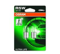 Coppia Lampade Lampadine Alogene Ricambio OSRAM ULTRA LIFE BA15s (R5W) 12V 5W