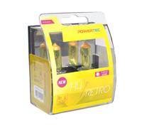 Coppia Lampade Lampadine Alogene Ricambio Powertec RETRO H4 12V GIALLE VINTAGE