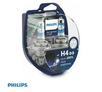COPPIA LAMPADE LAMPADINE FARI AUTO PHILIPS H4 12V 55W RACING VISION GT200 +200%