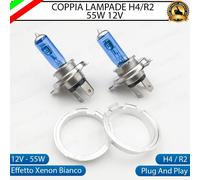 COPPIA LAMPADE LAMPADINE H4 R2 BLUE PER FIAT UNO EFFETTO XENON BIANCO