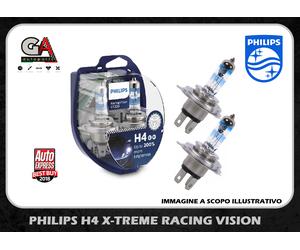 Coppia Lampade Lampadine Philips RacingVision GT200 12V H4 Racing vision 200%
