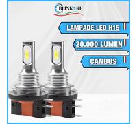 COPPIA LAMPADE LED H15 20000 LUMEN LUCI DIURNE ABBAGLIANTI 6000K NO ERROR CANBUS