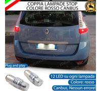 COPPIA LAMPADE LED STOP CANBUS POSTERIORI RENAULT SCENIC MK3 III ROSSO CANBUS
