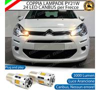 COPPIA LAMPADE PY21W BAU15S CANBUS 24 LED CITROEN C3 MK2 FRECCE ANTERIORI