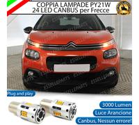 COPPIA LAMPADE PY21W BAU15S CANBUS 24 LED CITROEN C3 MK3 FRECCE ANTERIORI