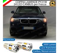 COPPIA LAMPADE PY21W CANBUS 3.0 24 LED BMW X3 F25 FRECCE ANTERIORI NO ERROR