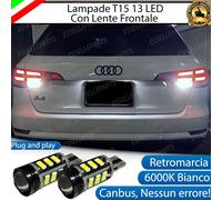 COPPIA LAMPADE RETROMARCIA 13 LED T15 W16W CANBUS PER AUDI A4 B9 6000K NO AVARIA