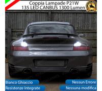 COPPIA LAMPADE RETROMARCIA P21W LED CANBUS PORSCHE 911 996 6000K NO ERRORE