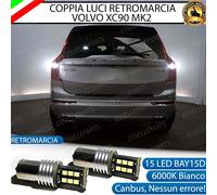 COPPIA LAMPADE RETROMARCIA VOLVO XC90 MK2 P21W BA15S 15 LED CANBUS 6000K BIANCO